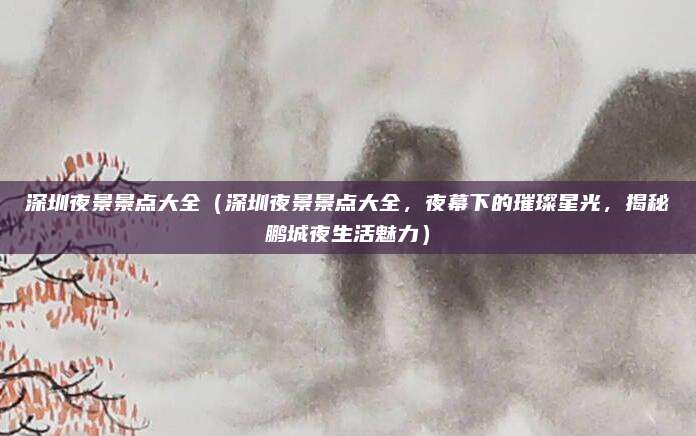 深圳夜景景点大全(深圳夜景景点大全,夜幕下的璀璨星光,揭秘鹏城夜生活魅力)
