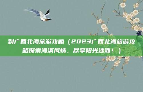 到广西北海旅游攻略（2023广西北海旅游攻略探索海滨风情，尽享阳光沙滩！）