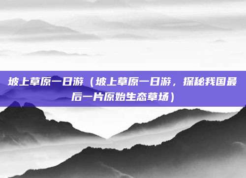 坡上草原一日游（坡上草原一日游，探秘我国最后一片原始生态草场）