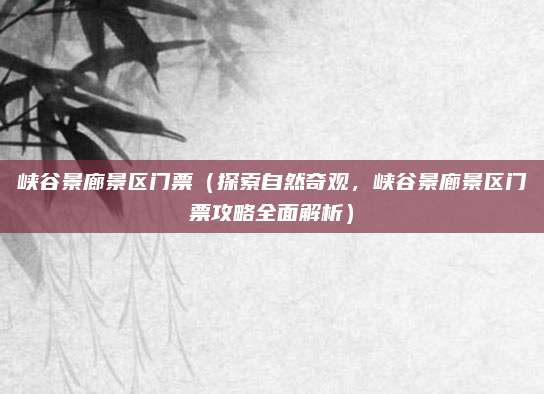 峡谷景廊景区门票（探索自然奇观，峡谷景廊景区门票攻略全面解析）