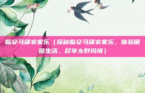 临安马啸农家乐（探秘临安马啸农家乐，体验田园生活，尽享乡野风情）