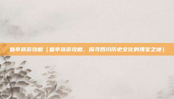 盐亭旅游攻略(盐亭旅游攻略,探寻四川历史文化的瑰宝之地)