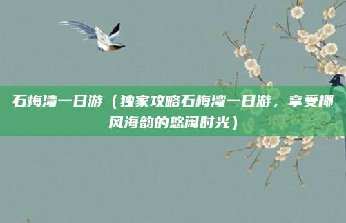 石梅湾一日游(独家攻略石梅湾一日游,享受椰风海韵的悠闲时光)