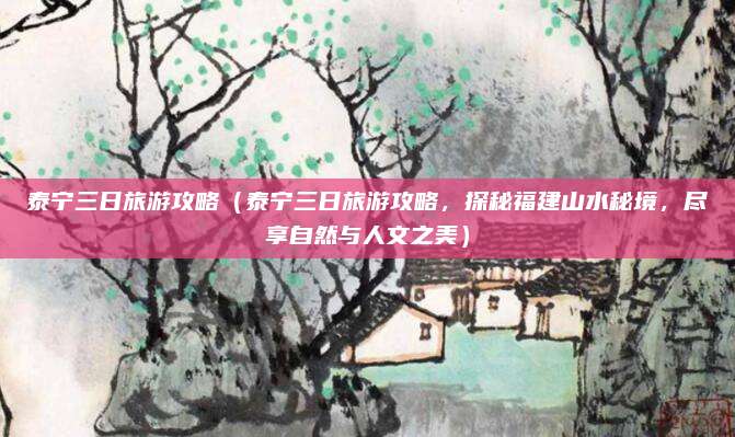 泰宁三日旅游攻略(泰宁三日旅游攻略,探秘福建山水秘境,尽享自然与人文之美)