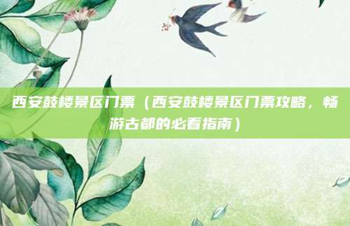 西安鼓楼景区门票（西安鼓楼景区门票攻略，畅游古都的必看指南）