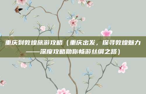 重庆到敦煌旅游攻略（重庆出发，探寻敦煌魅力——深度攻略助你畅游丝绸之路）