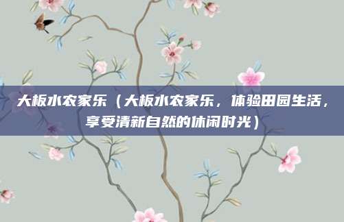 大板水农家乐(大板水农家乐,体验田园生活,享受清新自然的休闲时光)
