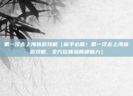 第一次去上海旅游攻略(新手必看!第一次去上海旅游攻略,全方位体验魔都魅力)