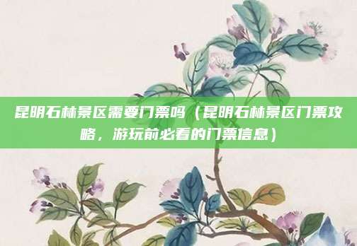 昆明石林景区需要门票吗(昆明石林景区门票攻略,游玩前必看的门票信息)