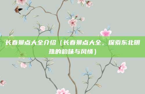 长春景点大全介绍(长春景点大全,探索东北明珠的韵味与风情)