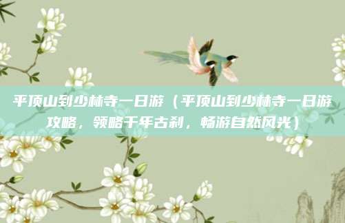 平顶山到少林寺一日游(平顶山到少林寺一日游攻略,领略千年古刹,畅游自然风光)