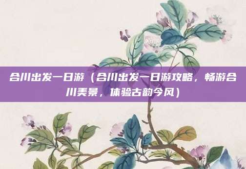 合川出发一日游(合川出发一日游攻略,畅游合川美景,体验古韵今风)