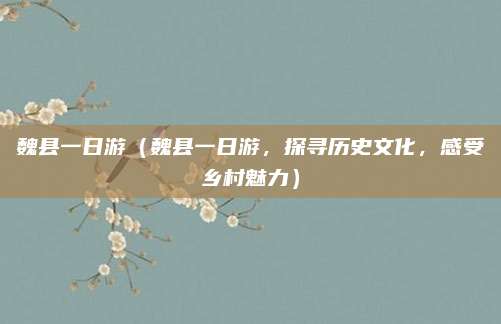 魏县一日游(魏县一日游,探寻历史文化,感受乡村魅力)