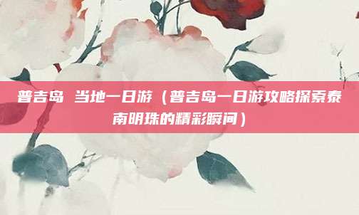 普吉岛 当地一日游(普吉岛一日游攻略探索泰南明珠的精彩瞬间)