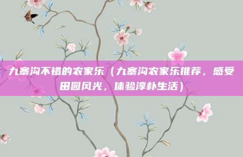 九寨沟不错的农家乐(九寨沟农家乐推荐,感受田园风光,体验淳朴生活)