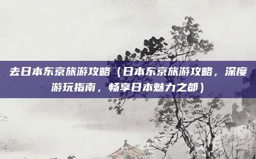 去日本东京旅游攻略(日本东京旅游攻略,深度游玩指南,畅享日本魅力之都)