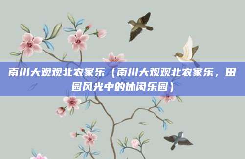 南川大观观北农家乐(南川大观观北农家乐,田园风光中的休闲乐园)