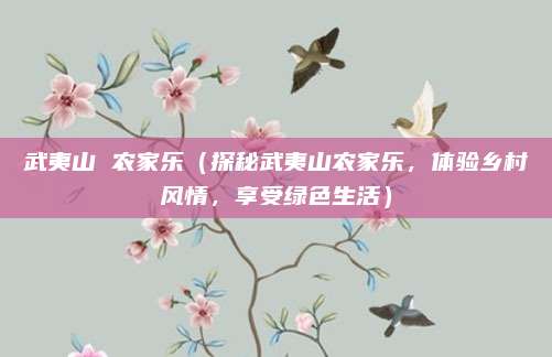 武夷山 农家乐(探秘武夷山农家乐,体验乡村风情,享受绿色生活)
