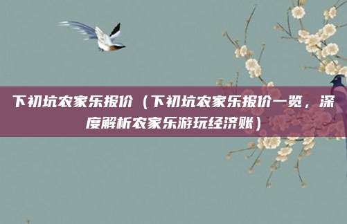 下初坑农家乐报价(下初坑农家乐报价一览,深度解析农家乐游玩经济账)