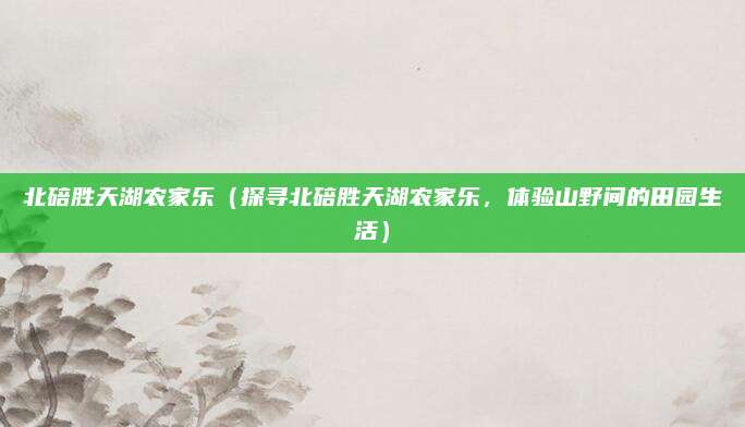 北碚胜天湖农家乐(探寻北碚胜天湖农家乐,体验山野间的田园生活)