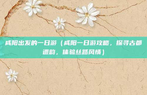 咸阳出发的一日游(咸阳一日游攻略,探寻古都遗韵,体验丝路风情)