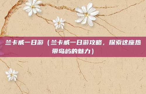 兰卡威一日游(兰卡威一日游攻略,探索这座热带岛屿的魅力)