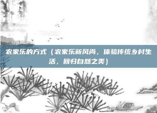 农家乐的方式(农家乐新风尚,体验传统乡村生活,回归自然之美)
