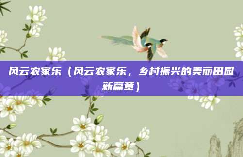 风云农家乐(风云农家乐,乡村振兴的美丽田园新篇章)