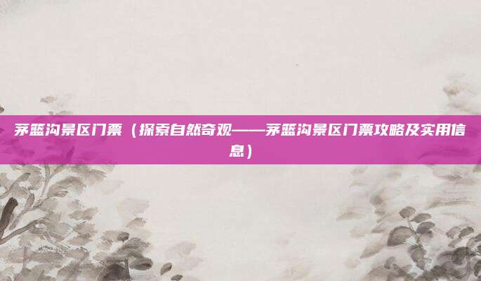 茅篮沟景区门票(探索自然奇观——茅篮沟景区门票攻略及实用信息)