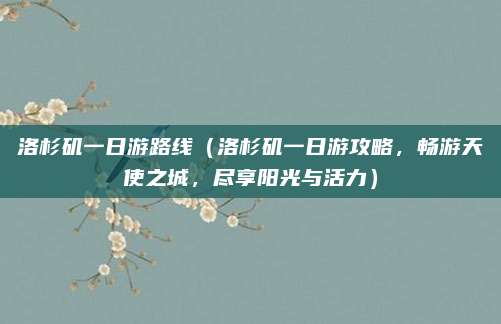 洛杉矶一日游路线(洛杉矶一日游攻略,畅游天使之城,尽享阳光与活力)