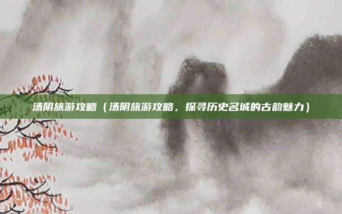 汤阴旅游攻略（汤阴旅游攻略，探寻历史名城的古韵魅力）
