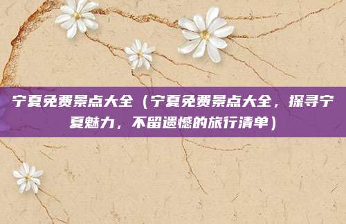 宁夏免费景点大全(宁夏免费景点大全,探寻宁夏魅力,不留遗憾的旅行清单)