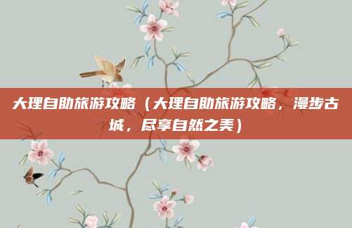 大理自助旅游攻略(大理自助旅游攻略,漫步古城,尽享自然之美)