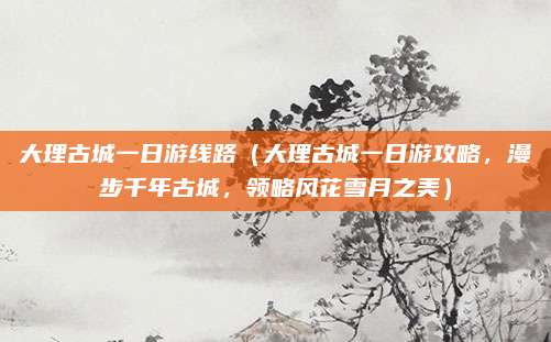 大理古城一日游线路(大理古城一日游攻略,漫步千年古城,领略风花雪月之美)