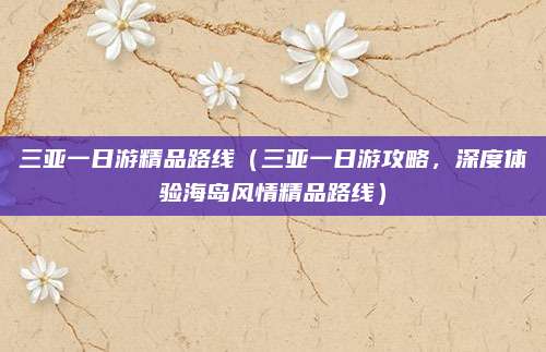 三亚一日游精品路线（三亚一日游攻略，深度体验海岛风情精品路线）