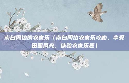 南白周边的农家乐(南白周边农家乐攻略,享受田园风光,体验农家乐趣)