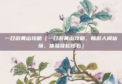 一日游黄山攻略（一日游黄山攻略，畅游人间仙境，体验奇松怪石）