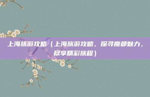 上海旅游攻略(上海旅游攻略,探寻魔都魅力,尽享精彩旅程)