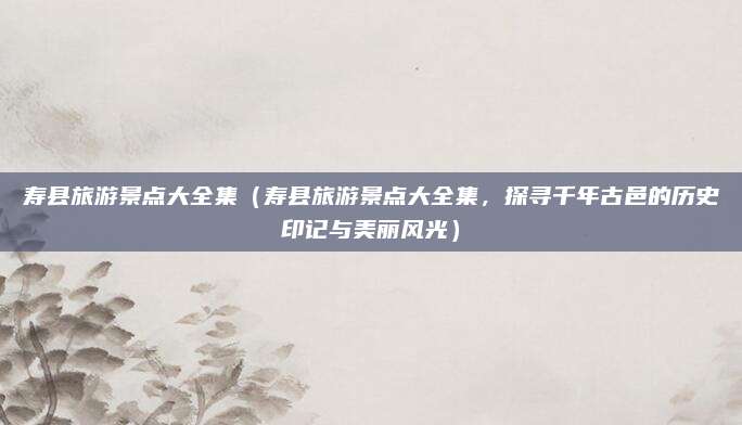 寿县旅游景点大全集（寿县旅游景点大全集，探寻千年古邑的历史印记与美丽风光）