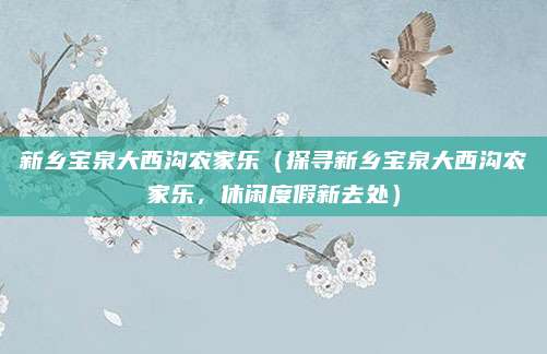 新乡宝泉大西沟农家乐(探寻新乡宝泉大西沟农家乐,休闲度假新去处)