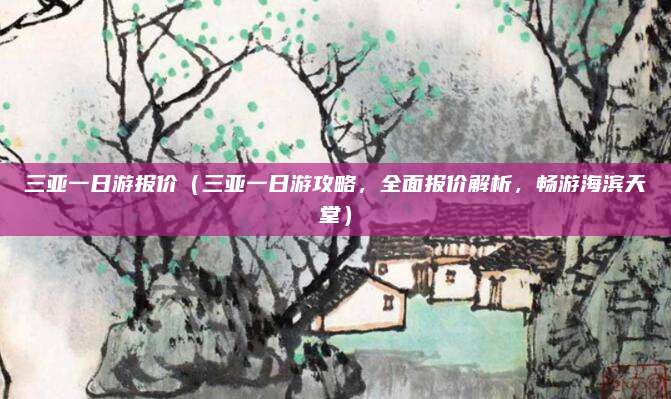 三亚一日游报价（三亚一日游攻略，全面报价解析，畅游海滨天堂）