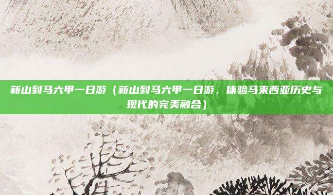 新山到马六甲一日游（新山到马六甲一日游，体验马来西亚历史与现代的完美融合）