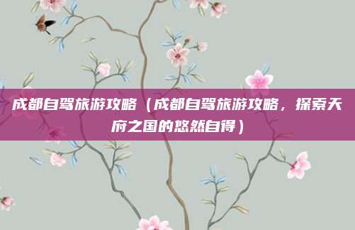 成都自驾旅游攻略(成都自驾旅游攻略,探索天府之国的悠然自得)
