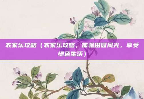 农家乐攻略(农家乐攻略,体验田园风光,享受绿色生活)