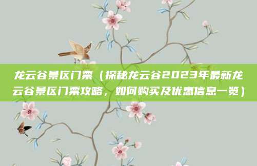 龙云谷景区门票(探秘龙云谷2023年最新龙云谷景区门票攻略,如何购买及优惠信息一览)