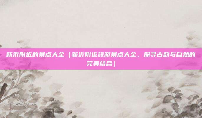 新沂附近的景点大全（新沂附近旅游景点大全，探寻古韵与自然的完美结合）