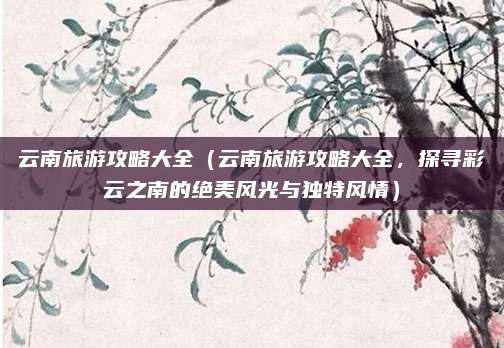 云南旅游攻略大全(云南旅游攻略大全,探寻彩云之南的绝美风光与独特风情)