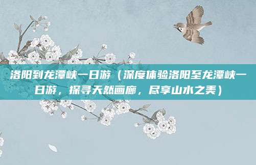 洛阳到龙潭峡一日游(深度体验洛阳至龙潭峡一日游,探寻天然画廊,尽享山水之美)