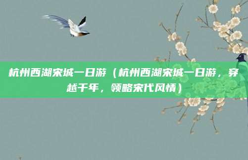 杭州西湖宋城一日游（杭州西湖宋城一日游，穿越千年，领略宋代风情）
