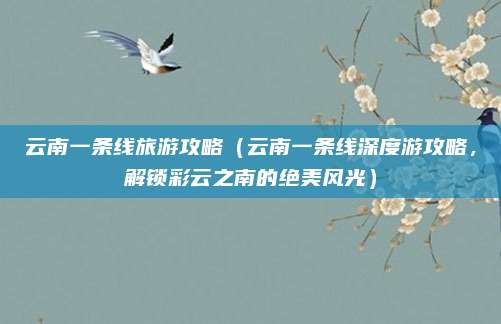 云南一条线旅游攻略(云南一条线深度游攻略,解锁彩云之南的绝美风光)